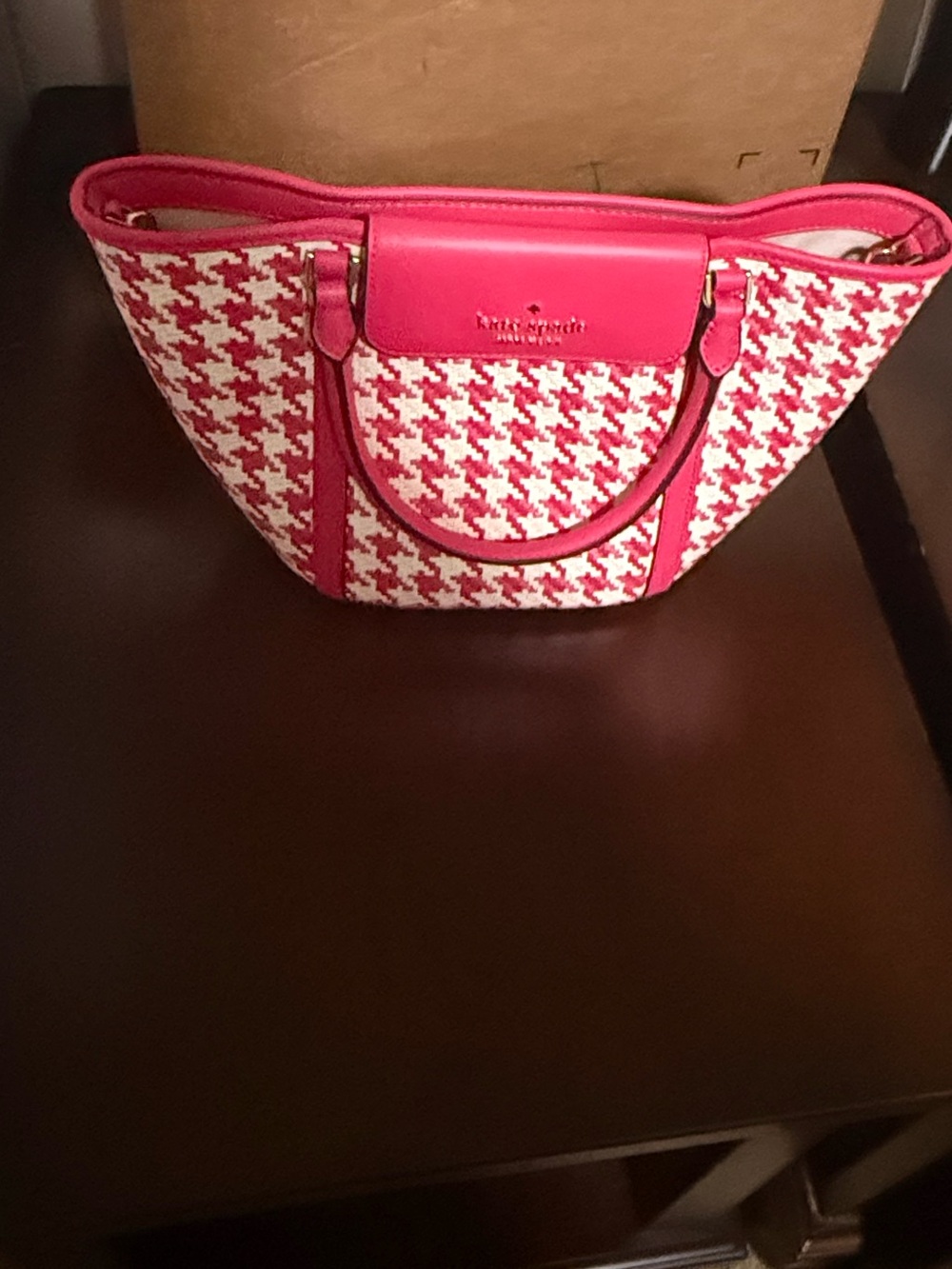 kate spade Pink and Cream Houndstooth Tote
